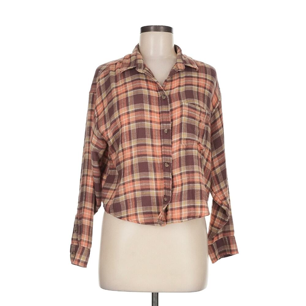Women's American Eagle Cropped 3/4 Sleeve Button Down Shirt Size M.
